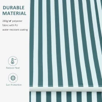 Outsunny 3 x 2.5m Patio Awning, Anti-UV and Waterproof Sun Shade Canopy with Chain Drive and Hand Crank, Green/White Stripes(m-4)