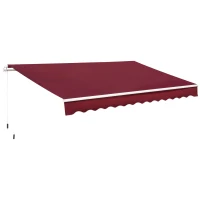 Outsunny 4x2.5m Manual Awning Window Door Sun Weather Shade w/ Handle Red(m-11)