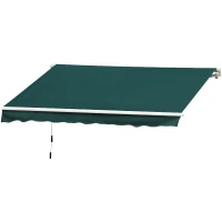 Outsunny Manual Retractable Awning, 3.5x2.5 m-Green(m-5)
