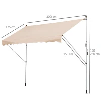 Outsunny 3x1.5m  Adjustable Outdoor Aluminium Frame Awning Beige(m-3)
