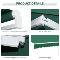 Outsunny Manual Retractable Awning, size (4m x3m)-Green(m-7)
