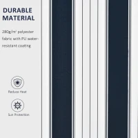 Outsunny Manual Retractable Awning, 3x2.5 m-Blue/White Stripes(m-4)