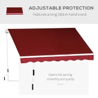 Outsunny Manual Retractable Patio Awning Shelter UV Protection, 2.5mx2m(m-6)