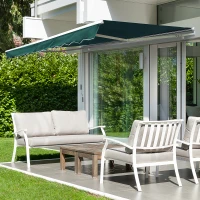 Outsunny Manual Retractable Awning, 3.5x2.5 m-Green(m-10)