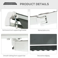 Outsunny 3.5M x 2.5M Manual Awning Canopy Retractable Sun Shade Shelter for Garden Patio(m-4)