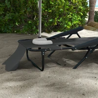 Outsunny Tuinstoel Ligstoel, opvouwbaar, weerbestendig, 194 cm x 72 cm x 89 cm, Zwart + Donkergrijs(m-9)