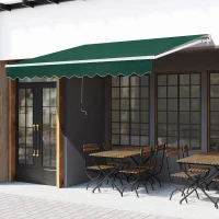 Outsunny Awning Canopy Manual Retractable Porch Sun Shade Shelter 3 x 2m Green(m-2)