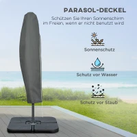 Outsunny Ampelscherm Parasol Tuinscherm, inclusief kruisvoet, weerbestendig, 292 cm x 292 cm x 247 cm, Grijs(m-7)