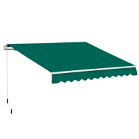 Outsunny 4x2.5m Manual Awning Window Door Sun Weather Shade w/ Handle Green(m-1)