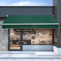 Outsunny 4x2.5m Manual Awning Window Door Sun Weather Shade w/ Handle Green(m-10)