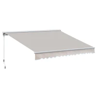 Outsunny 3.5Lx2.5M Retractable Manual/Electric Awning-Cream White/White(m-1)