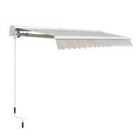 Outsunny 3.5Lx2.5M Retractable Manual/Electric Awning-Cream White/White(m-8)