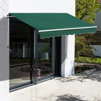 Outsunny 4x2.5m Manual Awning Window Door Sun Weather Shade w/ Handle Green(m-2)