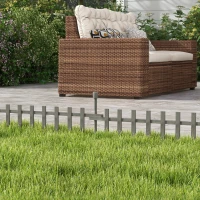 Outsunny 4PCs Wooden Garden Fencing Landscape Edging, Grey(m-10)