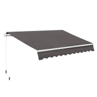 Outsunny Awning Canopy Manual Retractable Porch Sun Shade Shelter 3 x 2m Grey(m-11)
