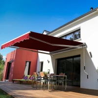 Outsunny Manual Retractable Patio Awning Shelter UV Protection, 2.5mx2m(m-10)