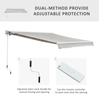 Outsunny 3.5Lx2.5M Retractable Manual/Electric Awning-Cream White/White(m-4)