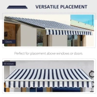 Outsunny Manual Retractable Awning, 3x2.5 m-Blue/White Stripes(m-5)