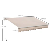 Outsunny Awning Canopy Manual Retractable Porch Sun Shade Shelter 3 x 2m Beige(m-3)