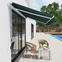 Outsunny Manual Retractable Awning, 2.5x2 m-Dark Green(m-10)