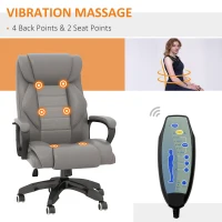 Vinsetto High Back Executive Office Chair 6- Point Vibration Massage Extra Padded Swivel Ergonomic Tilt Desk Seat, Grey(m-5)