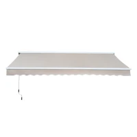 Outsunny 3.5Lx2.5M Retractable Manual/Electric Awning-Cream White/White(m-11)