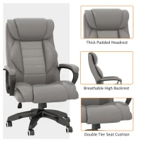 Vinsetto High Back Executive Office Chair 6- Point Vibration Massage Extra Padded Swivel Ergonomic Tilt Desk Seat, Grey(m-8)