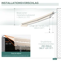 Outsunny Manual Retractable Awning, 3x2.5 m-Ivory White(m-8)