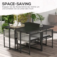 Outsunny 5-delige tuinmeubelset, tuinset voor buiten, weerbestendig, 1 tafel, 4 stoelen, lichtgrijs + zwart(m-4)