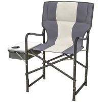 Folding Aluminium Camping Chair, with Cooler Bag Table - Grey(m-11)