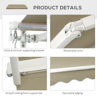 Outsunny 2.5x2 m Manual Retractable Awning-Beige Canopy/White Frame(m-5)