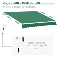 Outsunny Manual Retractable Awning, size (4m x3m)-Green(m-6)
