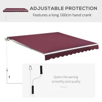 Outsunny Manual Retractable Awning, 3x2.5 m-Red(m-4)