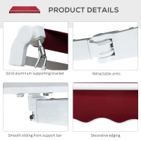 Outsunny 4x2.5m Manual Awning Window Door Sun Weather Shade w/ Handle Red(m-7)