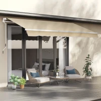 Outsunny 3.5M x 2.5M Manual Awning Canopy Retractable Sun Shade Shelter for Garden Patio(m-2)