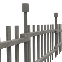 Outsunny 4PCs Wooden Garden Fencing Landscape Edging, Grey(m-9)