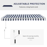 Outsunny Manual Retractable Awning, 3x2.5 m-Blue/White Stripes(m-7)