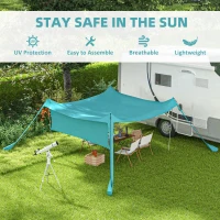 Outsunny Beach Tent Event Shelter with Detachable Sidewall and Carry Bag, for Camping, Trips, Fishing, Picnics, Sky Blue(m-4)