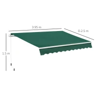 Outsunny 4x2.5m Manual Awning Window Door Sun Weather Shade w/ Handle Green(m-3)