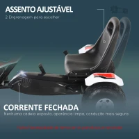 HOMCOM Go Kart a Pedais para Crianças acima de 3 Anos Carro de Pedais Infantil com Assento Ajustável e Freio de Mão 104x66x57cm Branco e Preto(m-4)