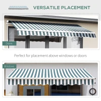 Outsunny Retractable Awning, 2.5x2 m-Dark Green/White(m-7)