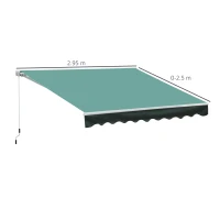 Outsunny 3x2.5 m Sun Shade Canopy Garden Patio Manual Retractable Awning Canopy-Dark Green(m-3)