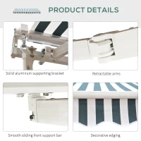Outsunny Retractable Awning, 2.5x2 m-Dark Green/White(m-8)