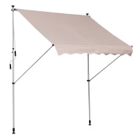 Outsunny 2x1.5m  Adjustable Outdoor Aluminium Frame Awning Beige(m-1)