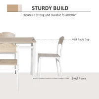 HOMCOM 5Pcs Wooden Dining Set Table Chairs Kitchen Home Furniture(m-5)