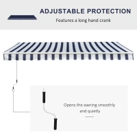 Outsunny Manual Retractable Awning, 3.5x2.5 m-Dark Blue/White Stripes(m-4)
