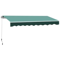 Outsunny 3x2.5 m Sun Shade Canopy Garden Patio Manual Retractable Awning Canopy-Dark Green(m-11)