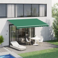 Outsunny Manual Retractable Awning, size (4m x3m)-Green(m-2)