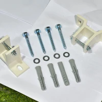 Outsunny Manual Retractable Awning, 3x2.5 m-Blue/White Stripes(m-9)