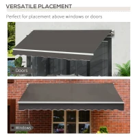 Outsunny Awning Canopy Manual Retractable Porch Sun Shade Shelter 3 x 2m Grey(m-5)